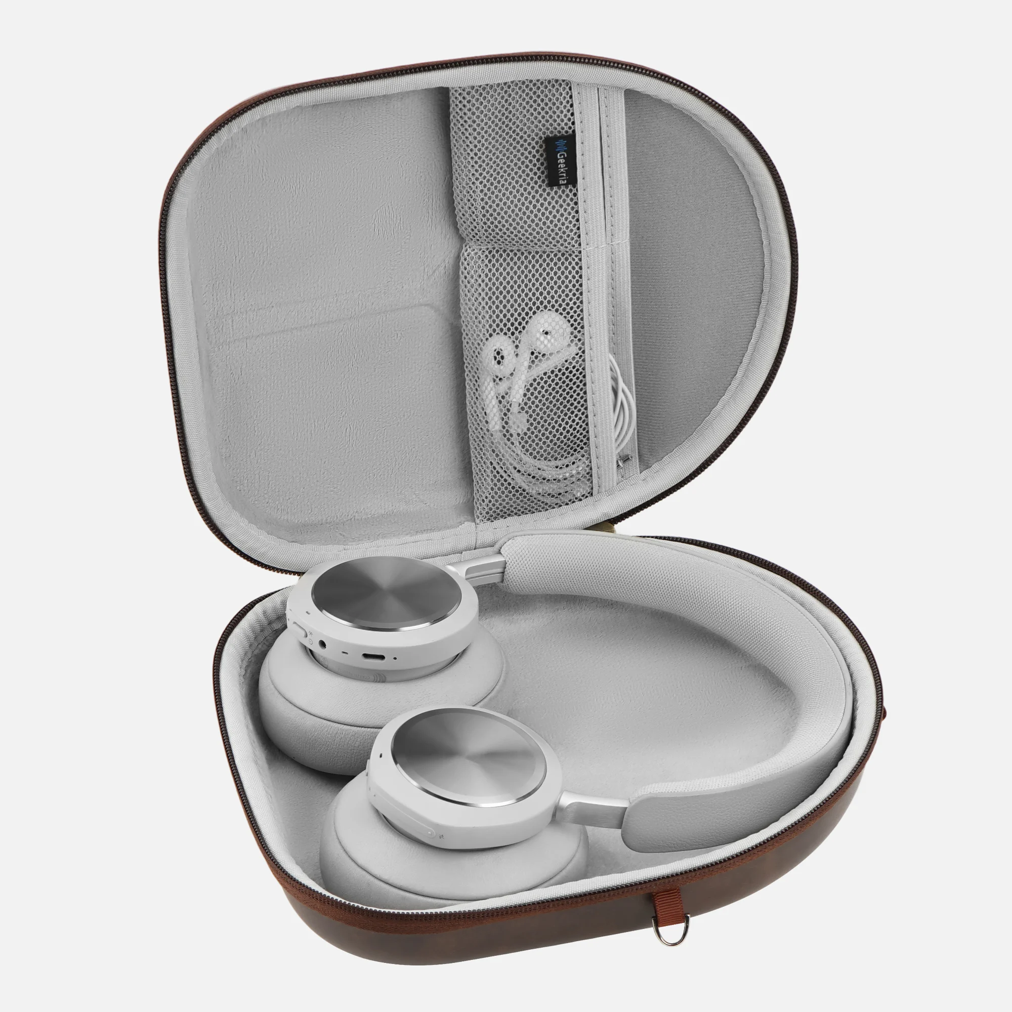 Geekria Headphone Case for Bose QC Ultra, QC45, QC 35II Headsets, Replacement Hard Shell Travel Carrying Bag (Brown)