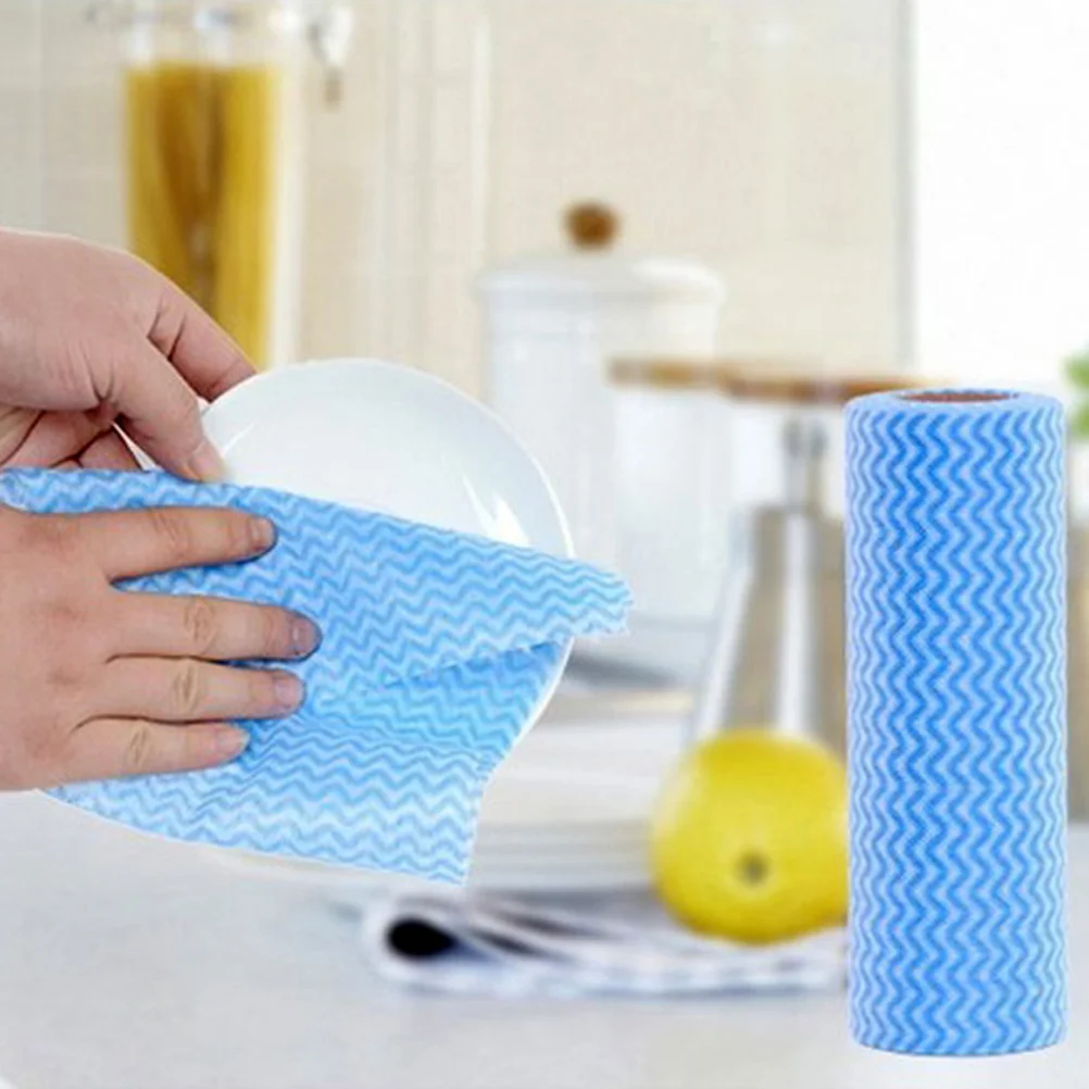 

Roll of 50pcs Disposable Nonstick Wiping Rags House Cleaning Cloth Kitchen Dish Dishcloth (Random Color)