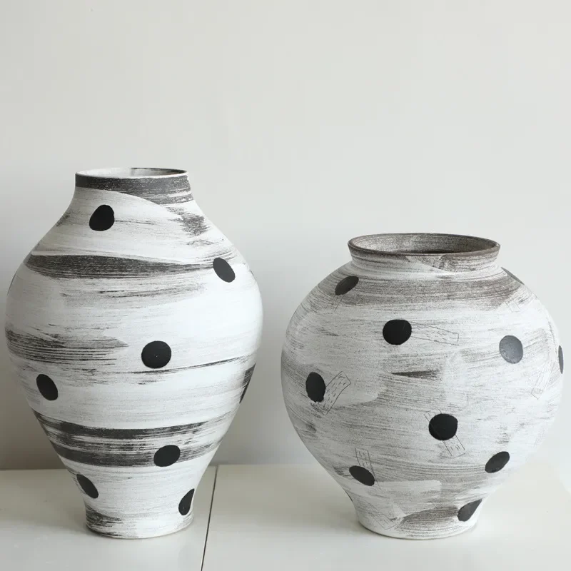 for Polka Dot Wabi Style Vase Medieval Ceramic Flower Vase Home Soft Decoration Jewelry Display New Chinese Style Ornament