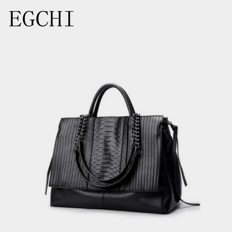 

EGCHI Elegant Brand Design Women Handbag Luxury Simple Soft Leather Handbags Chain Women's Shoulder Bag Big Totes Bolsas