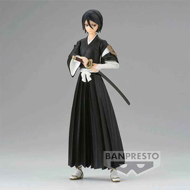 IN Stock Original Bandai Banpresto Solid and Souls Bleach Kuchiki Rukia Action Anime Figure Pvc Model Collectible Toys 14Cm