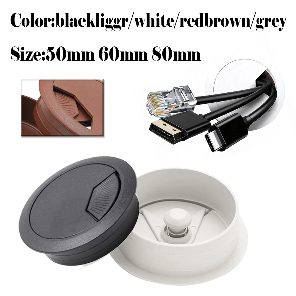 1/2/4/5pcs Plastic Wire Hole Cover Outlet Port Table Computer PC Desk Round Cable Grommet Line Holder 50/60/80mm