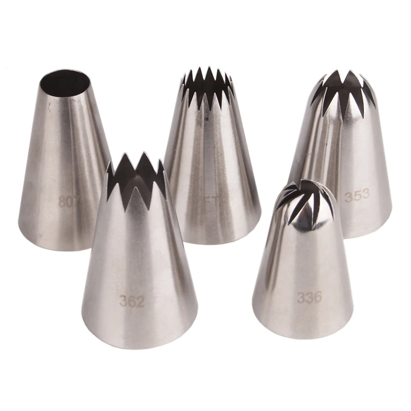Large 5pcs/set Cream Pastry Tips Stainless Steel DIY Cake Icing Piping Nozzles Fondant Decorating Tools Sugarcraft Bakeware image 2
