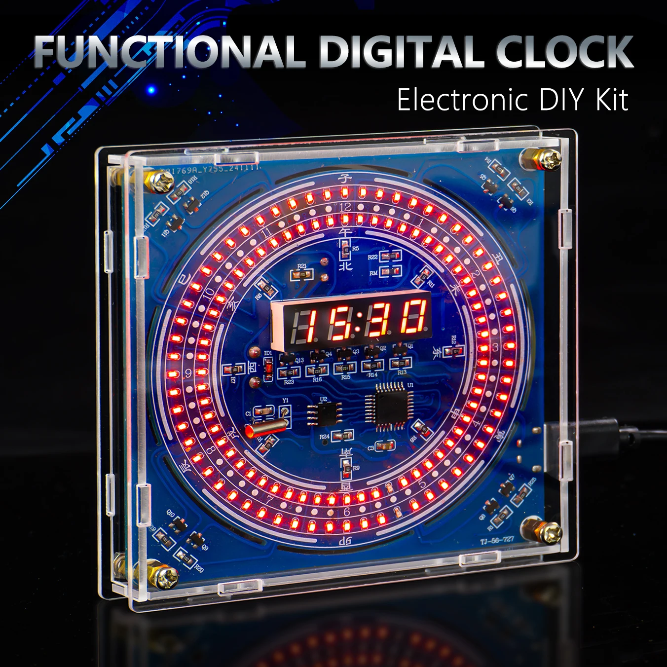 Multifunctional Digital Clock Kit Electronic DIY Clock Time/Temperature Display Auto Dimming Soldering Practice for Beginner
