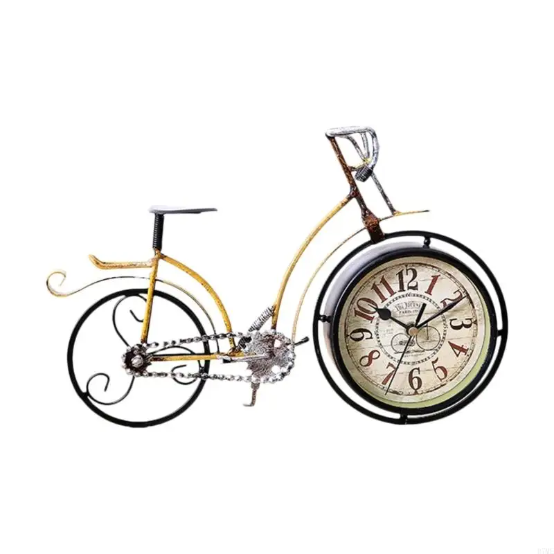 37ME Desk Clock Retro Table Clock Silents Metal Tabletop Clock for Home Decors