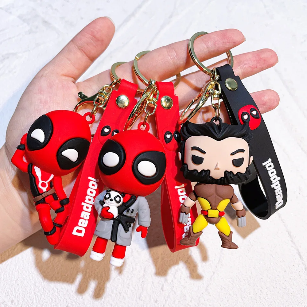 2-5pcs/set Deadpool Keychain Doll Deadpool & Wolverine Superhero Figure Pendant Anime Model Key Chain Ring Toy Boys Gift For Kid