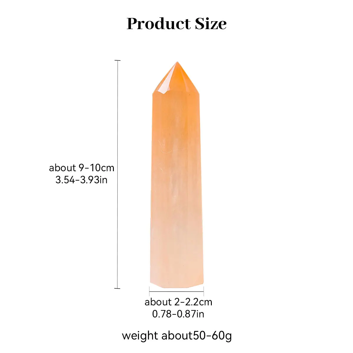 1PC Selenite Orange Salt Stone Pencil Point Tower Healing Gemstone Mineral Specimen Crystal Obelisk Healing Wand Stick