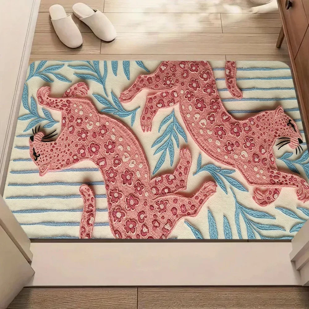 Leopard Print Carpet Mat Rug 3D Animal Pattern Home Decoration Living Room Bedroom Modern Floor Decor Floor Mat Door Mat