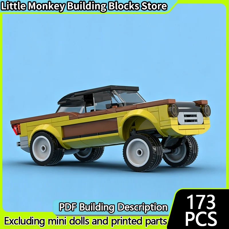

City Car Model MOC Building Bricks Yellow Retro Off-Road Car Modular Technology Gifts Holiday Assemble Children Toys Suit