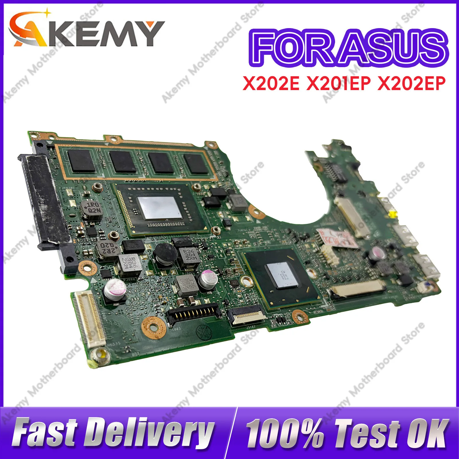 Placa-Mãe X202E S200E para Notebook ASUS VivoBook X202EP X201EP X202EV Q200E X202E com CPU I3 I5 I7 100% testada e aprovada