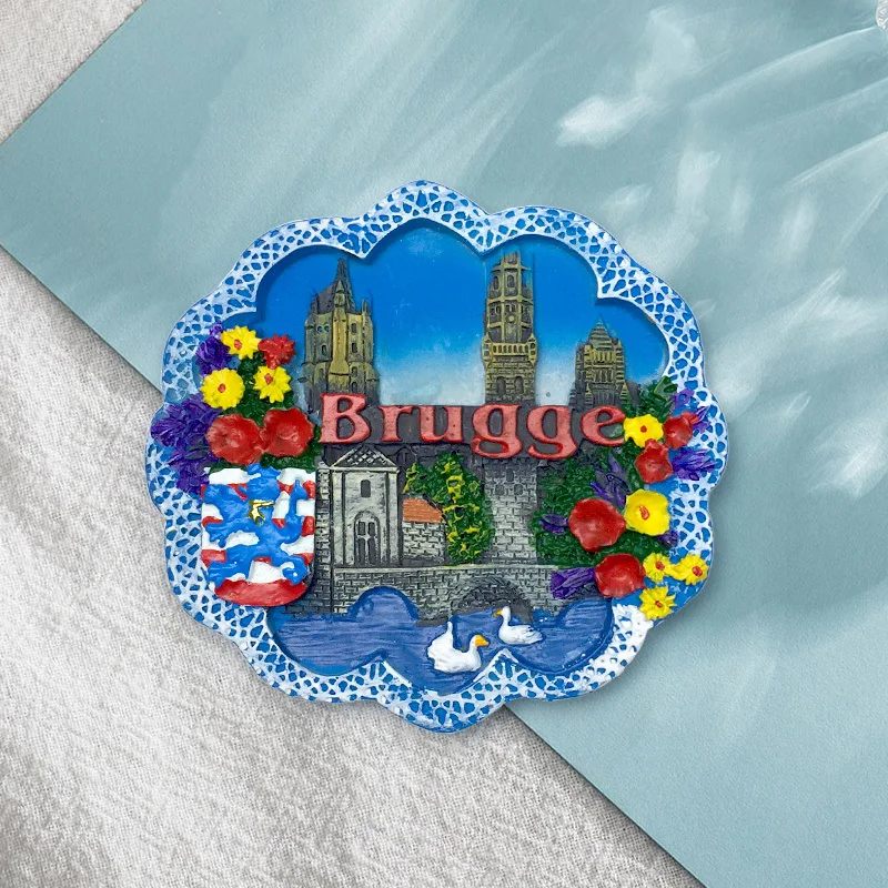 

Belgium Bruges City Landmark Building Refrigerator Magnet Travel Souvenir Home Use3d3D Decorative Items