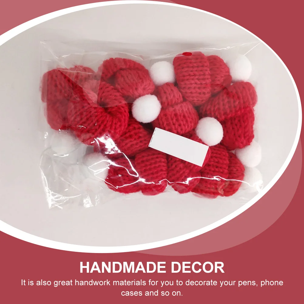 12 ชิ้น Santa หมวกมินิผ้าพันคอ Handmade Decor ตกแต่งคริสต์มาสหัตถกรรมของเล่นเสื้อผ้าถักขนสัตว์สร้างสรรค์เด็กทารก