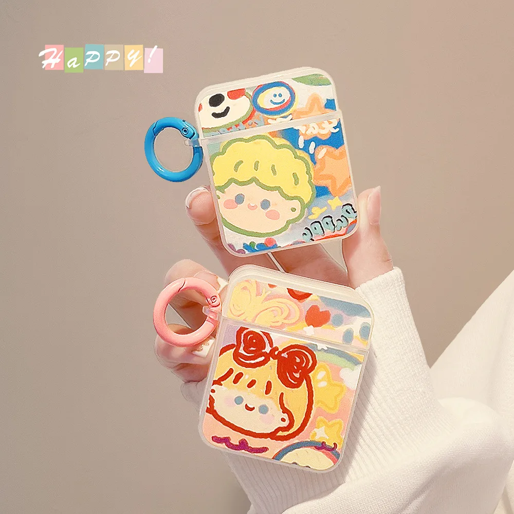 Earphone Case For Airpods Pro 3 2 1 Cartoon couple icon Soft TPU Anti-drop protective Cover Silicone Case Headphone Accessories