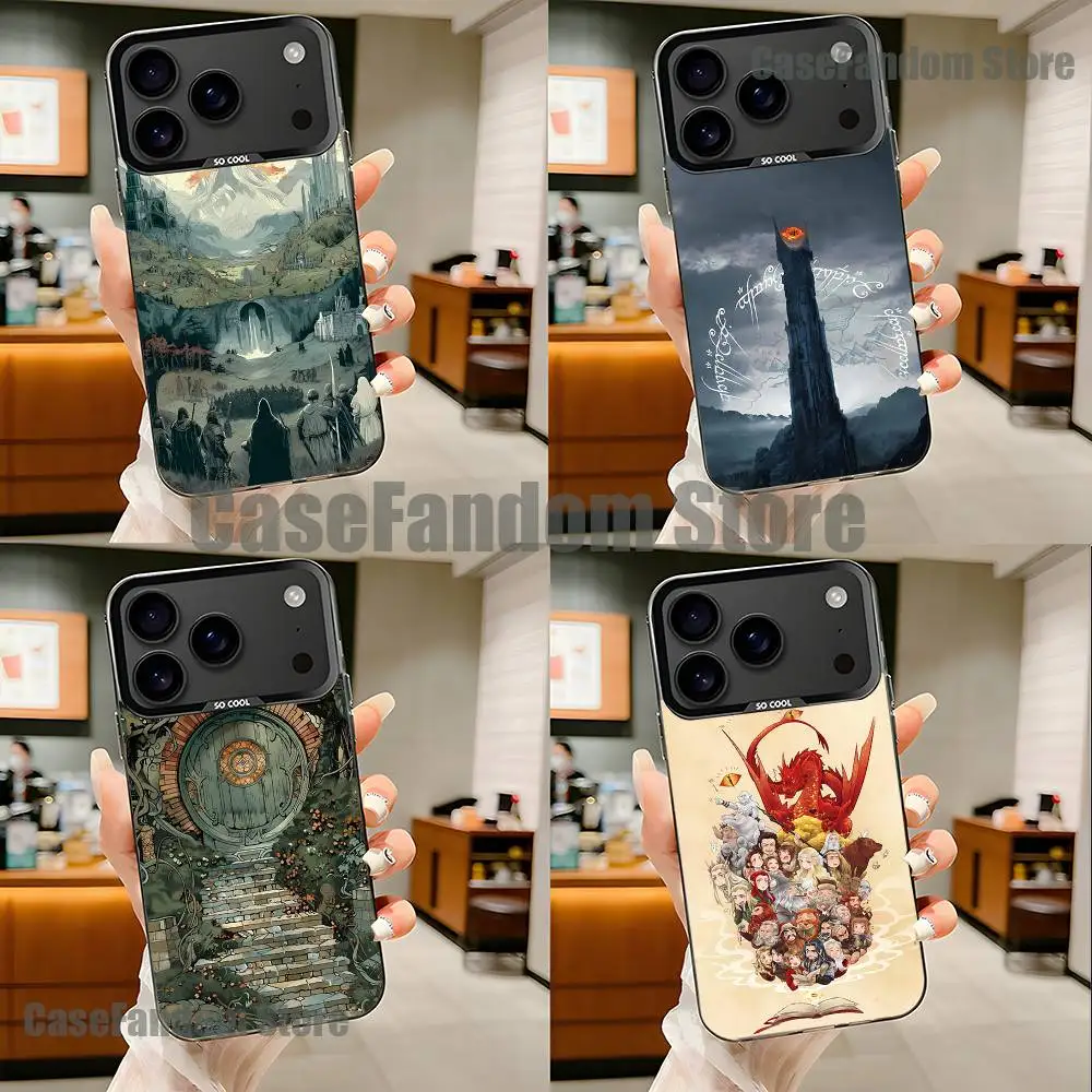 

R-Rings Of The Lords For iPhone 17,16,15,14,13,12,11,Pro,MAX,Plus Black Shockproof Candy Matte Cover