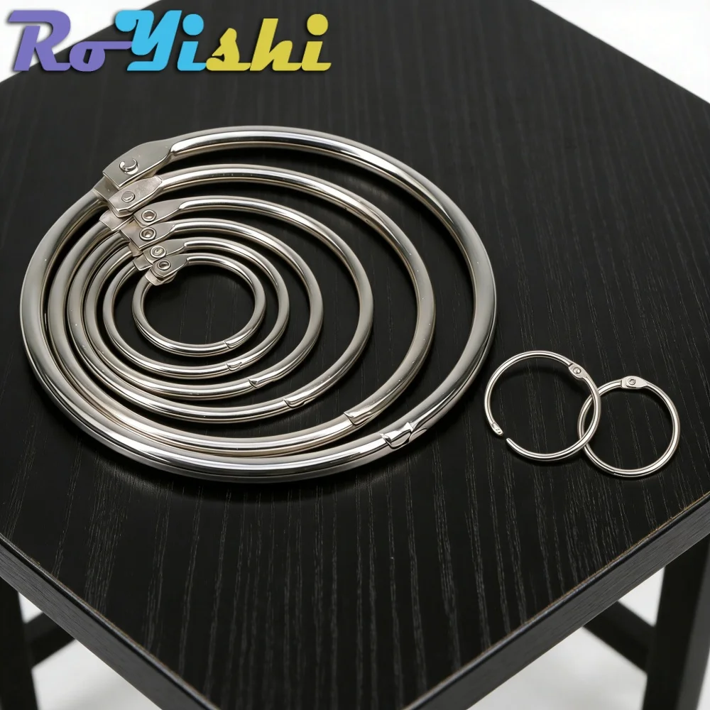 

5-50 Pcs Silvery Metal Loose Leaf Book Binder Rings Hinged Keychain Album Scrapbook Craft Open Rings Office Binder Hoops