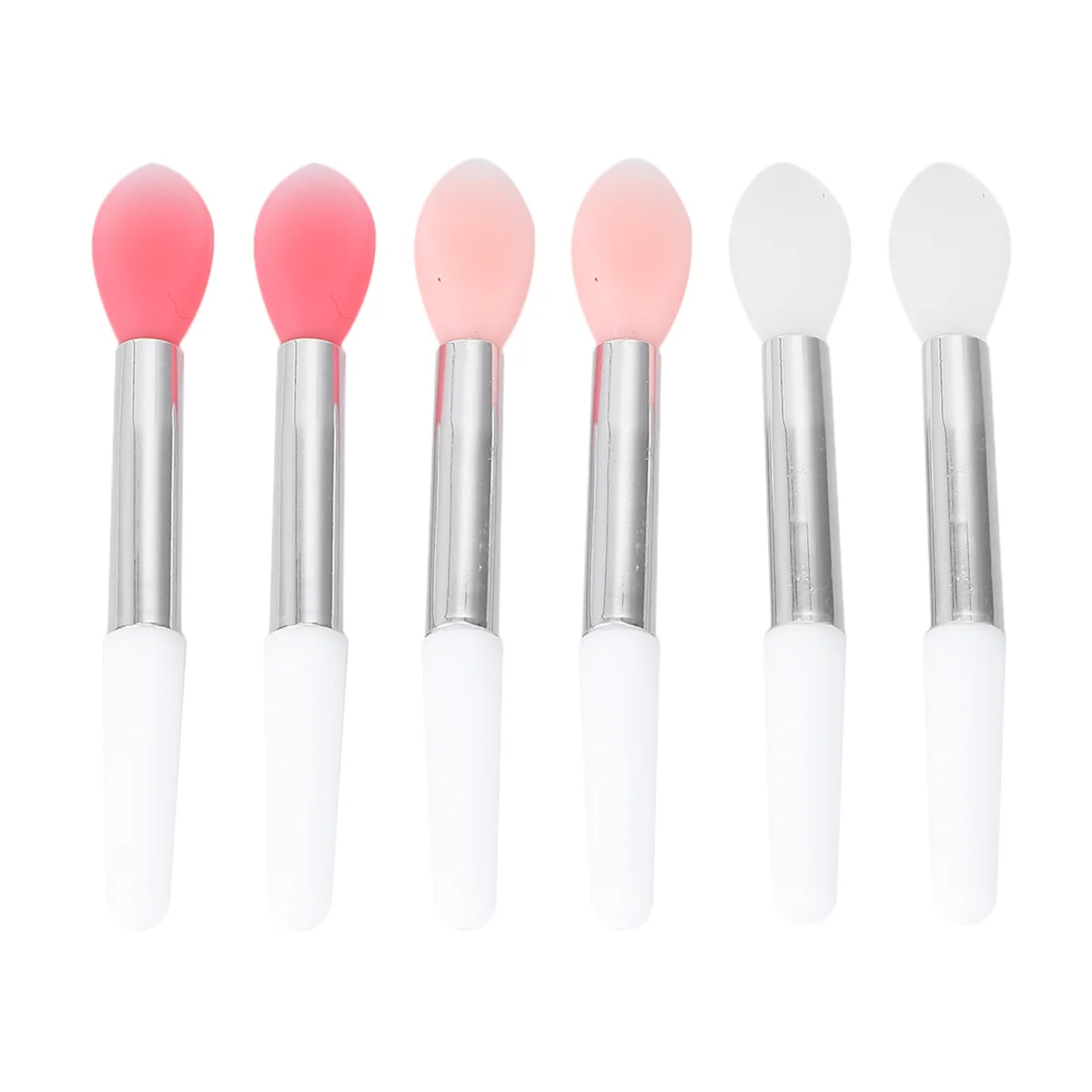 Multifuncional Silicone Lip Maquiagem Ferramenta, portátil única cabeça, translúcido e carne, melancia, 6pcs