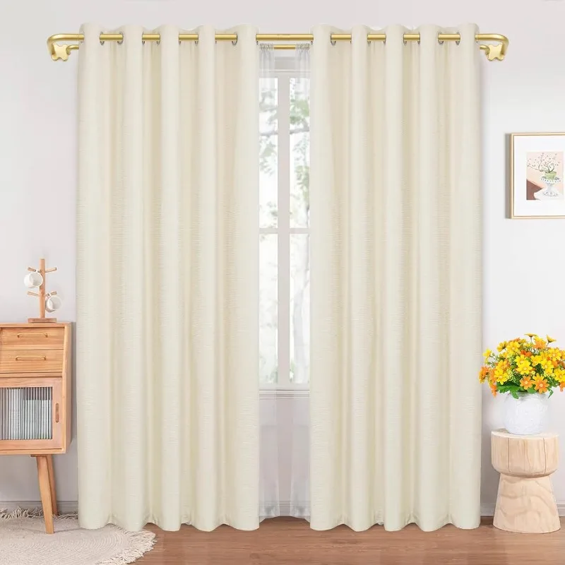 Gold Double Curtain Rods,   Blackout Wrap Around Curtain Rods for Windows 32 to 58 Inch, 6/8 Inch Room Darkening