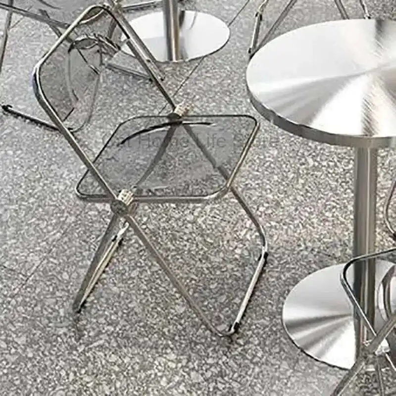 

Designer Outdoor Dining Chairs Folding Vanity Patio Modern Office Chairs Metal Transparent Chaises Salle Manger Furniture