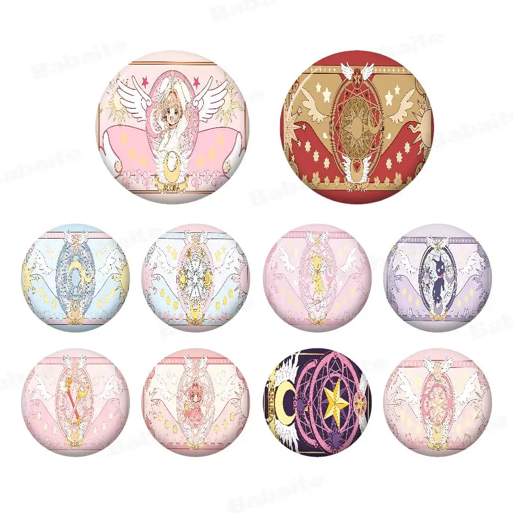 C-Cardcaptor Sakura Round Button Pins Slogan Creative Brooches Backpack Clothes Decoration Fashion Cartoon Jewelry Gifts