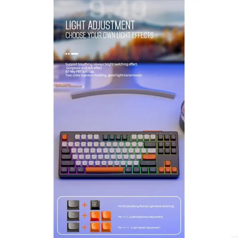 

Беспроводная механическая клавиатура G6DD M87, клавиш, BT5.0/2,4 ГГц, два режима подключения типа C для игр на ПК