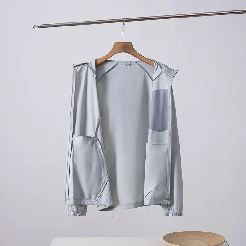 Men's Plus Size UPF Sun Hoodie Lightweight & Breathable Summer Windbreaker Outdoor Sports Quick-Drying Top Unisex, Hooded Jacket