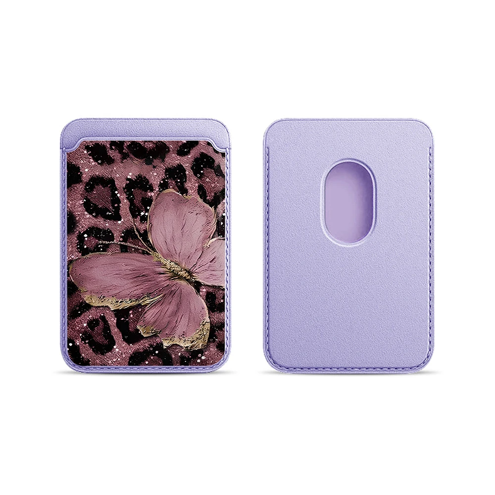 Leoparden-Schmetterling Leder-Kartenetui Handyhülle Kartenhalter für Magnetische Hülle Geeignet für alle iPhones mit Magsafe-Kartenfunktion – Detail 8