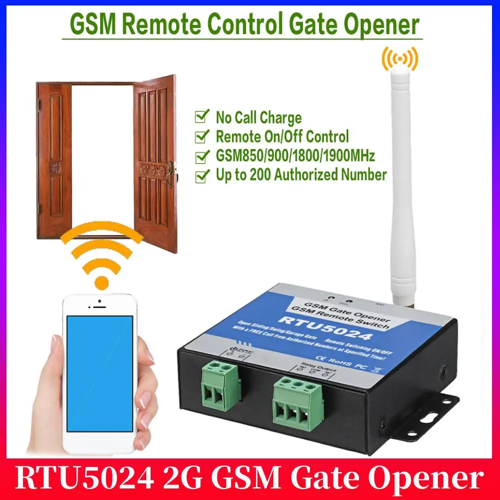 

Беспроводное реле-открыватель ворот GSM Safety RTU5024 с дистанционным управлением и бесплатным звонком для дома и спальни