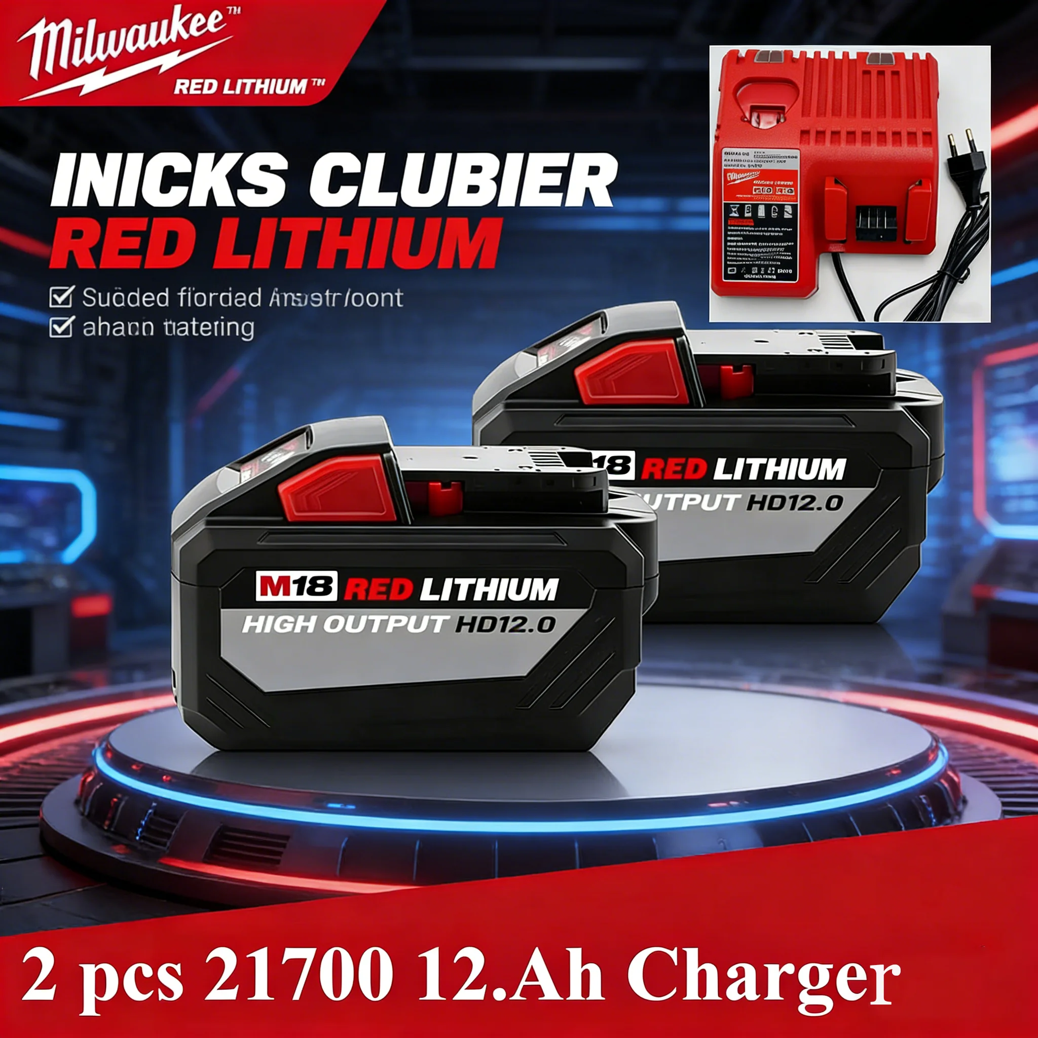 

Milwaukee Original Quality Goods18V M18 battery be Suitable for M18 B6 XC 48-11-1815 2604-20 48-11-1850 Etc Rechargeable tool
