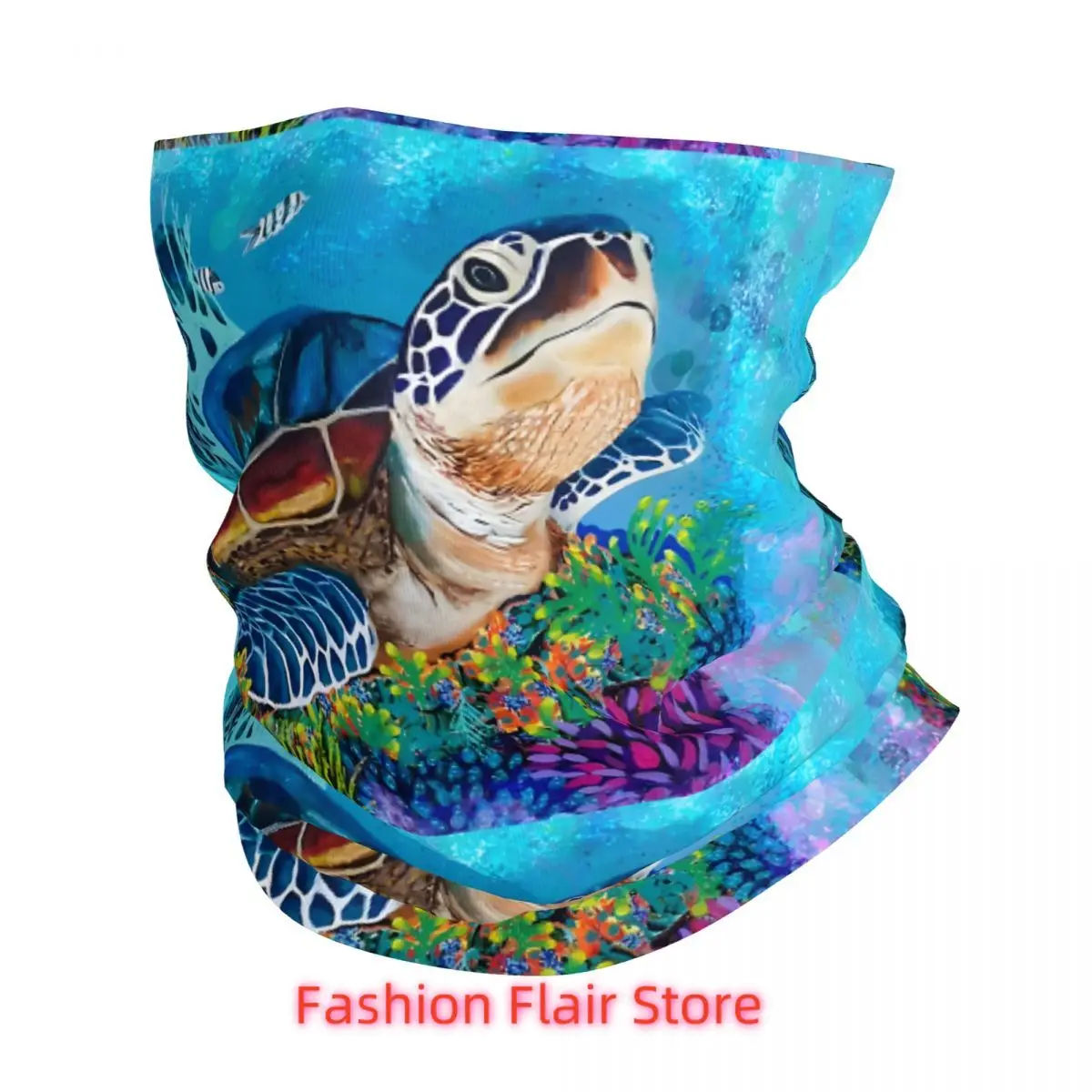 

Turtle On Coral Reef Bath Mat Bandana Neck Gaiter Printed Balaclavas Wrap Scarf Multifunctional Cycling Running for Men Adult