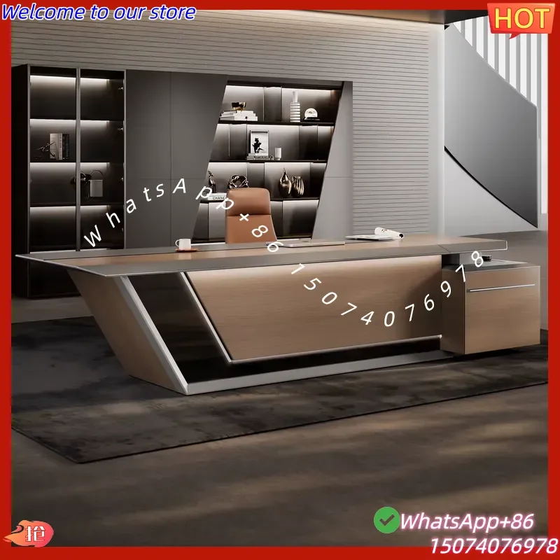 2026 Nordic Style Desk Modern Executive Office Desk L-Shape CEO Table for One-stop Office Furniture Workspace