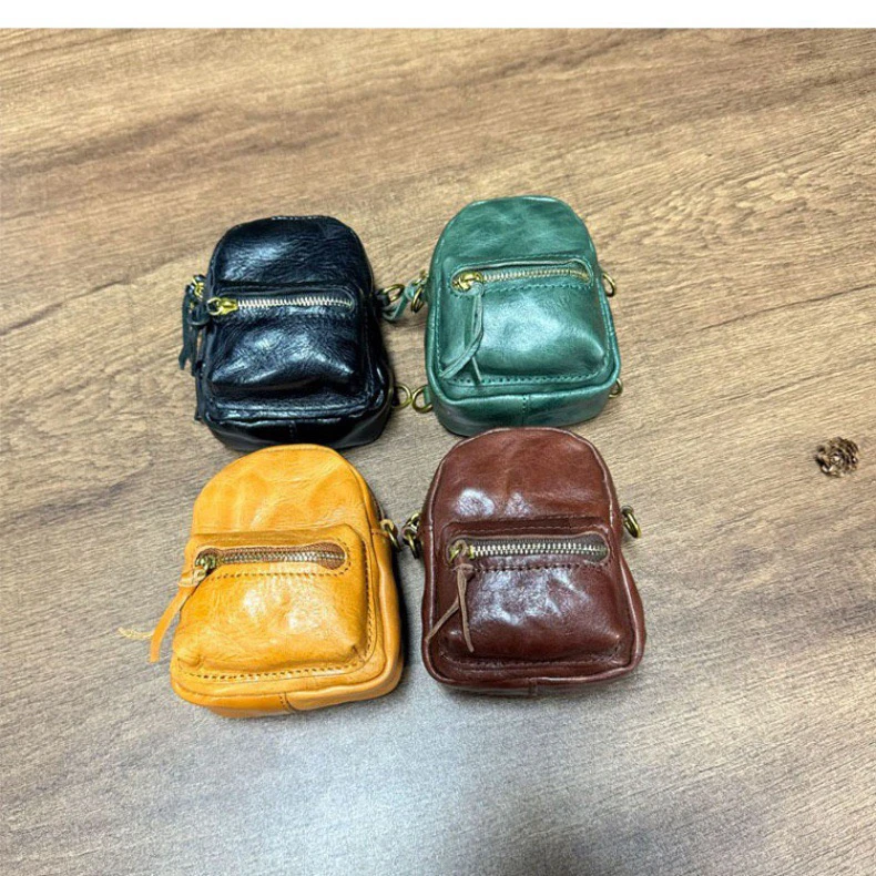 Genuine leather mini backpack versatile bag fashion casual women's Korean version travel bag backpack vintage decoration pendant