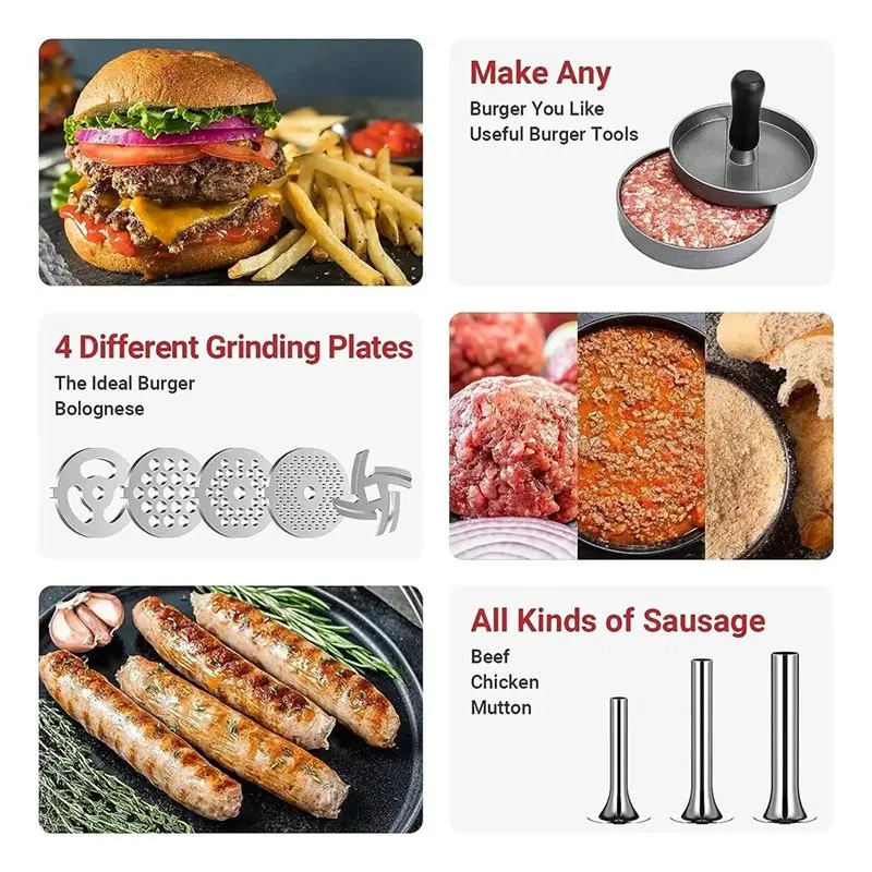 【GET YOURS TODAY! 】For All Kitchenaid Chef Stand Mixer Series Compatible Metal Food Grinder Attachments-Meat Grinders, Sausage S