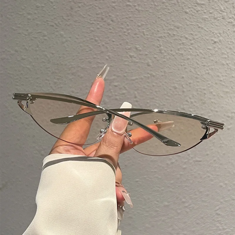 Neue Y2K Girl Technologie Mode Sonnenbrille Metall Cat-Eye Sonnenbrille für Frauen Trendige Marken-Brille für Männer Outdoor-Reise-Brillen – Detail 12