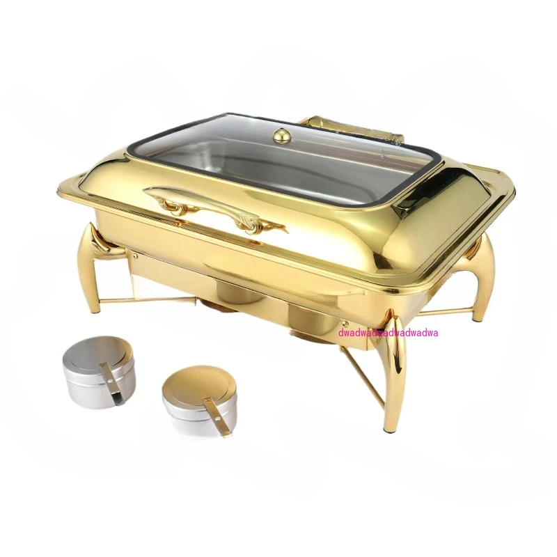 

Stainless Steel Rectangular with Bracket Buffet Stove Cooked Food Heating Visible Alcohol Electric Heating Buffet Stove