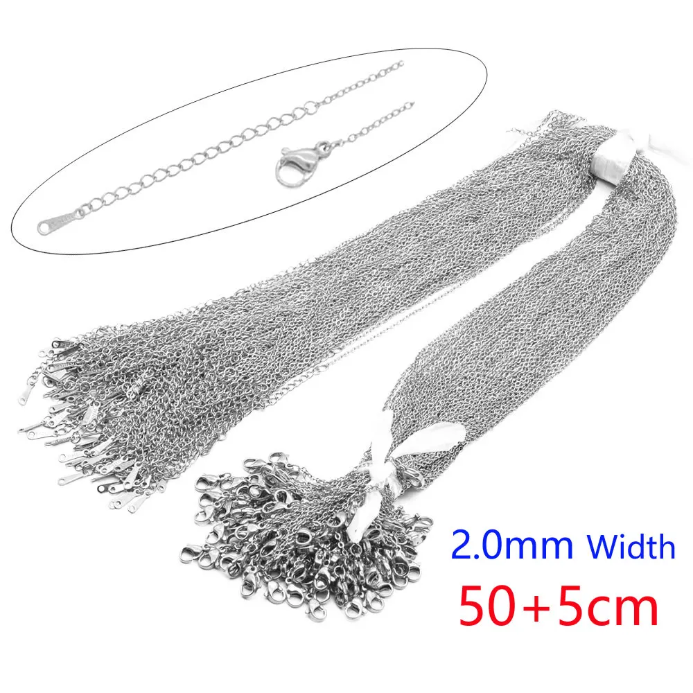 LAVIXMIA 100 teile/los Groß Großhandel 304 Edelstahl Kabel Link Rolo Kette Halskette für DIY Schmuck Machen Silber Farbe 45-50 cm Frauen 7