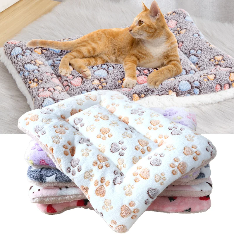 Soft Plush Cat Bed Mat Warm Sleeping Pad Blanket for Cats Dogs Bed Cozy Pet Cushion Kitten Puppy Comfortable Pet Accessories