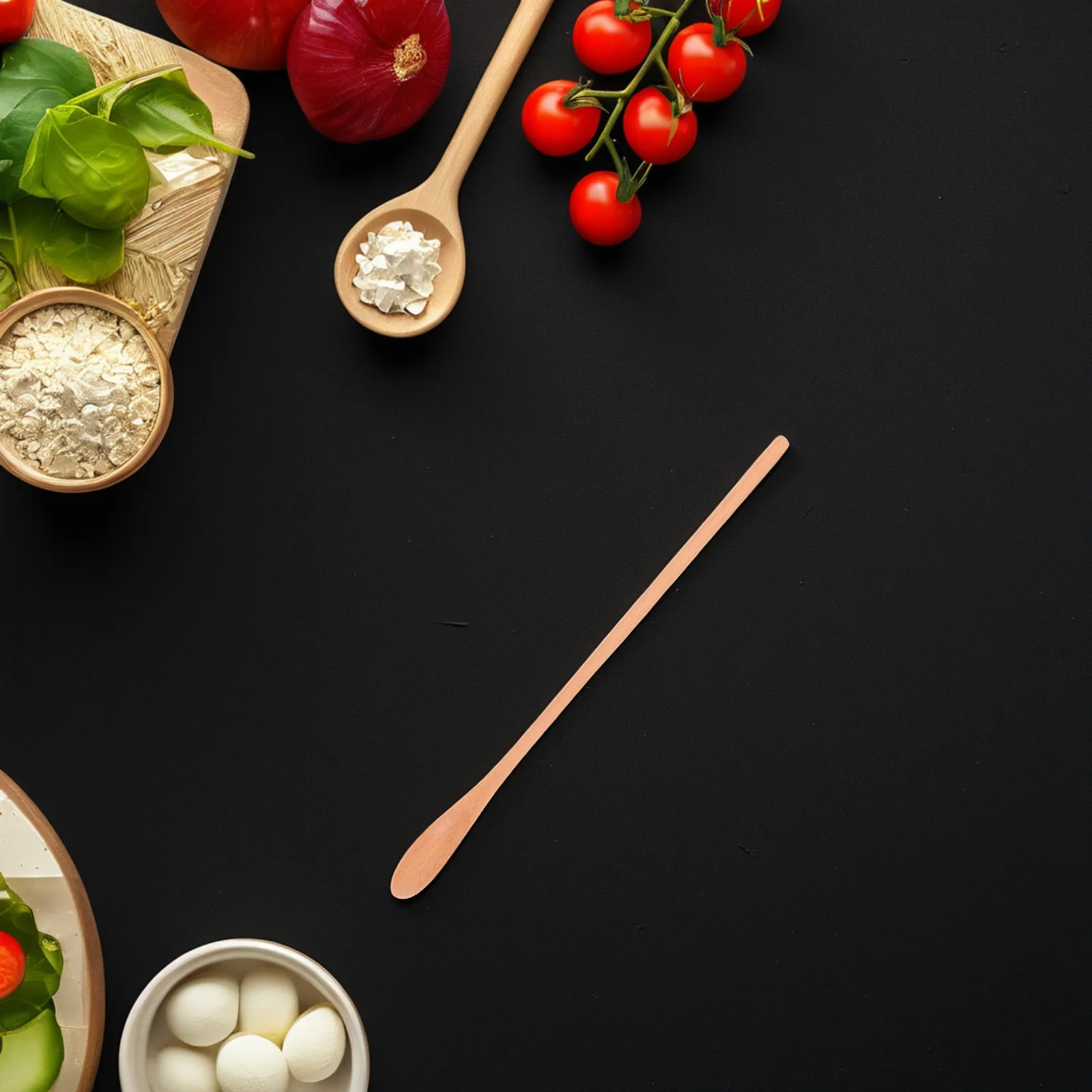 2Pcs Long Handle Wooden Honey Spoon Small Teaspoon for Stirring Coffee Tea Sugar Cooking Kitchenware Serving Utensil