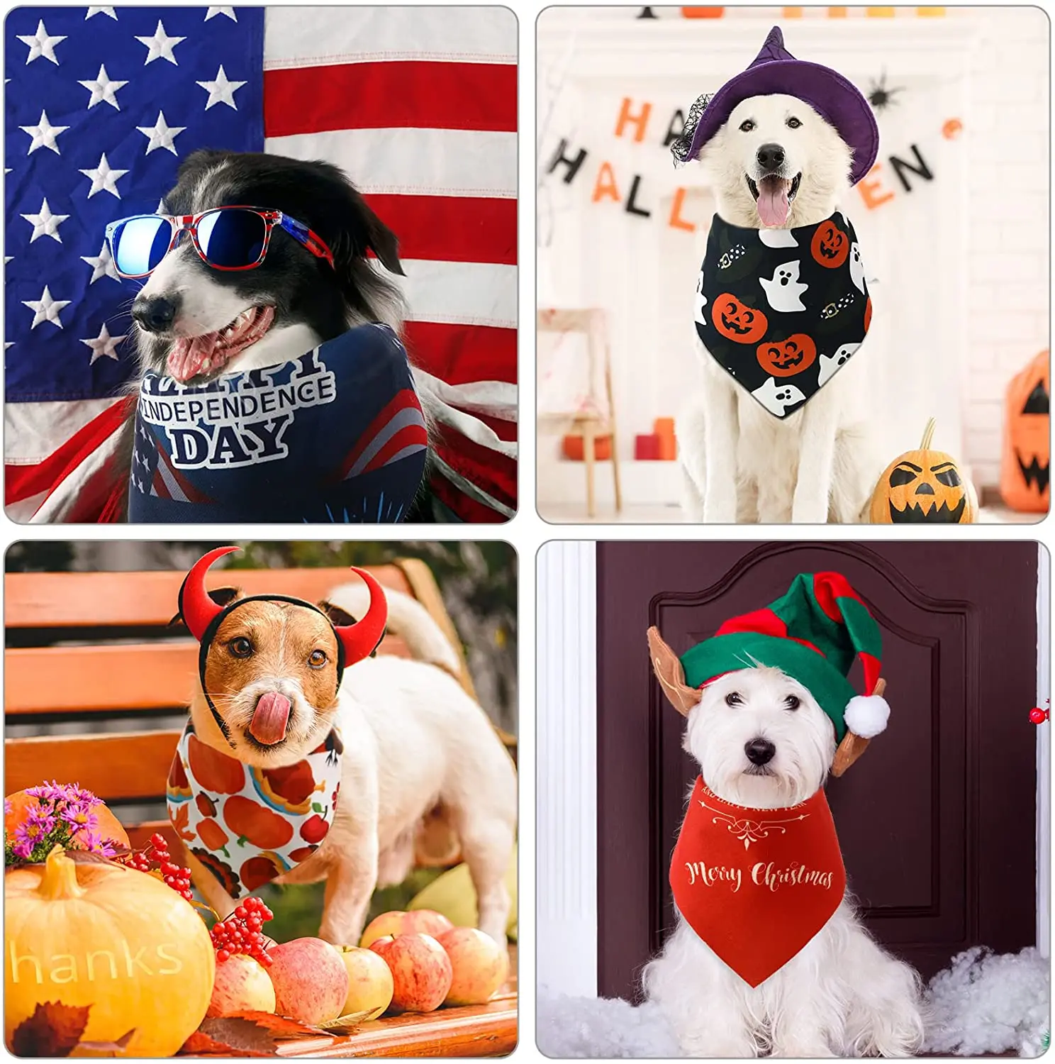 50 Pieces Holidays Halloween Dog Bandanas Thanksgiving Christmas Birthday Dog Bibs Scarf For Small Medium Large Dog Accessoires