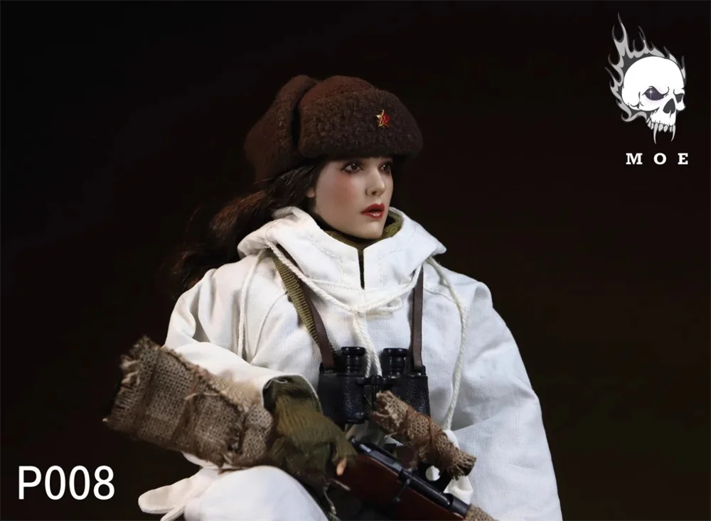 1/6 MOETOYS P008 WWII Series Soviet Female Sniper Winter Snow Full Set Action Figure with Platform Gift For Fan Collect