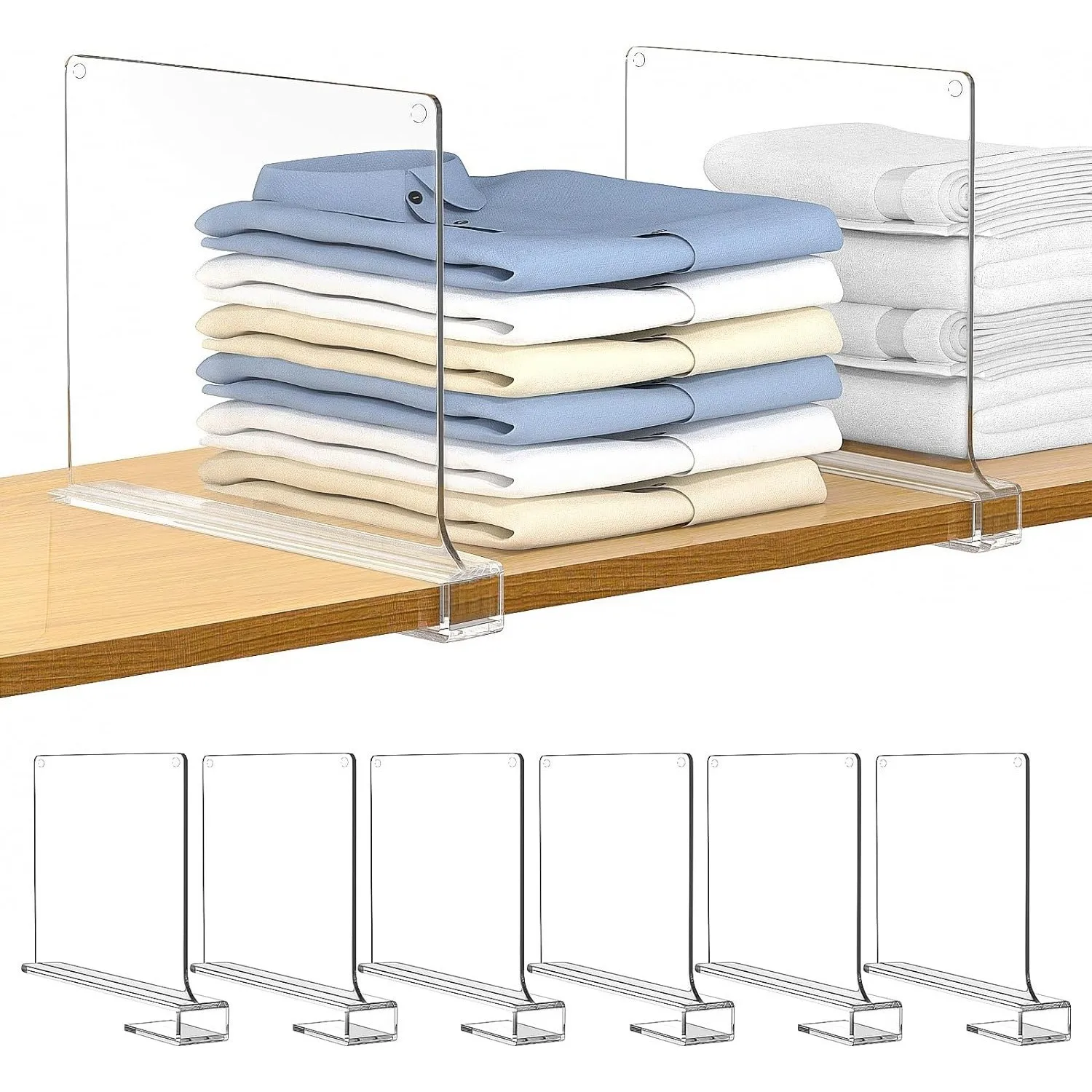 Divisori per scaffali in plastica da 2/4 pezzi Organizzatore versatile per armadio, armadietto, cassetti portaoggetti, scaffale multiuso per casa, ufficio