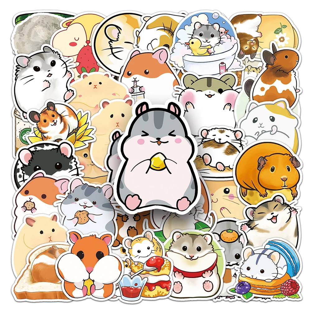

10/30/50pcs Kawaii Hamster Animal Stickers Cute Cartoon Sticker DIY Suitcase Phone Laptop Bike Funny Graffiti Decals Decoration