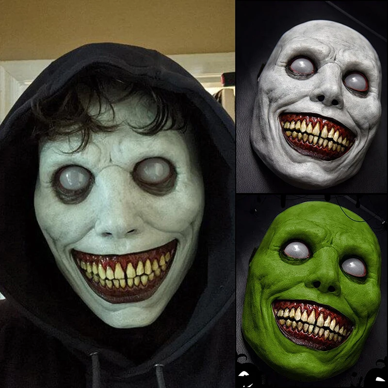 2025 حار هالوين عين الشر الأبيض يبتسم شيطان أقنعة مخيف زاحف كامل الوجه اللاتكس قناع للكبار كرنفال تأثيري الدعائم الطرف #2