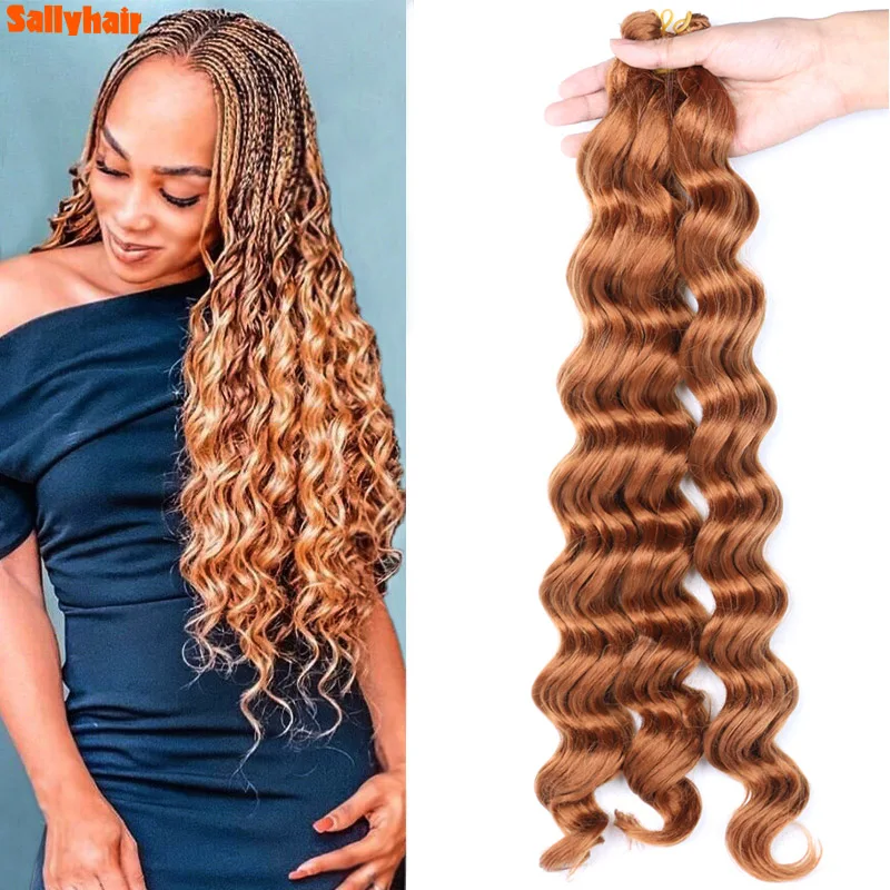 

Sallyhair Synthetic Deep Water Wavy Hair 20Inch Crochet Braiding Hair Afro Curls Ombre Braiding Hair Extensions For Women