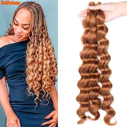Sallyhair Synthetic Deep Water Wavy Hair 20Inch Crochet Braiding Hair Afro Curls Ombre Braiding Hair Extensions For Women