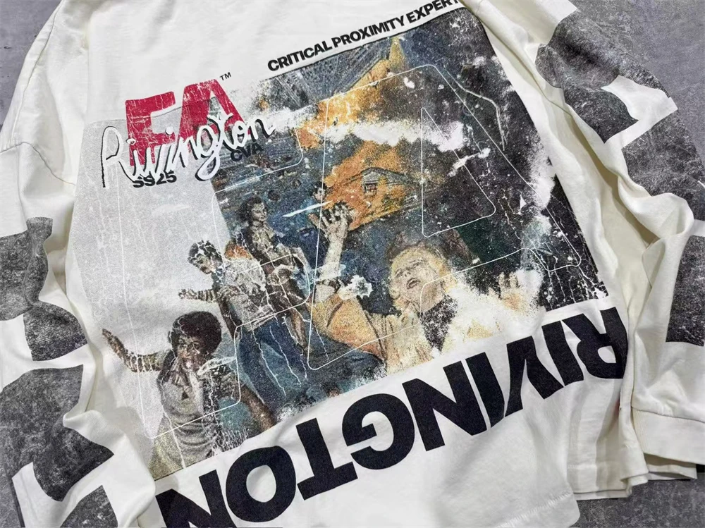 غسلها RRR123 الهواء تحطم الكتابة على الجدران طويلة الأكمام تي شيرت الرجال النساء أفضل جودة RRR 123 بلايز تي شيرت #3