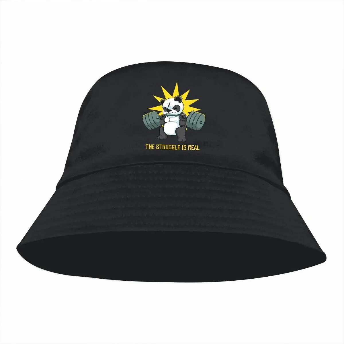 Bodybuilding GYM Muscle Training Crossfit Bucket Hat Struggle is Real Panda Deadlift Men's Women's Fisherman Cap Beach Sun Hats