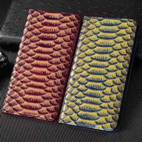 Snake Genuine Leather Case For Samsung Galaxy S7 S8 S9 S10 S10E S20 S21 S22 S23 S24 S25 Plus FE Ultra Phone Cover Cases