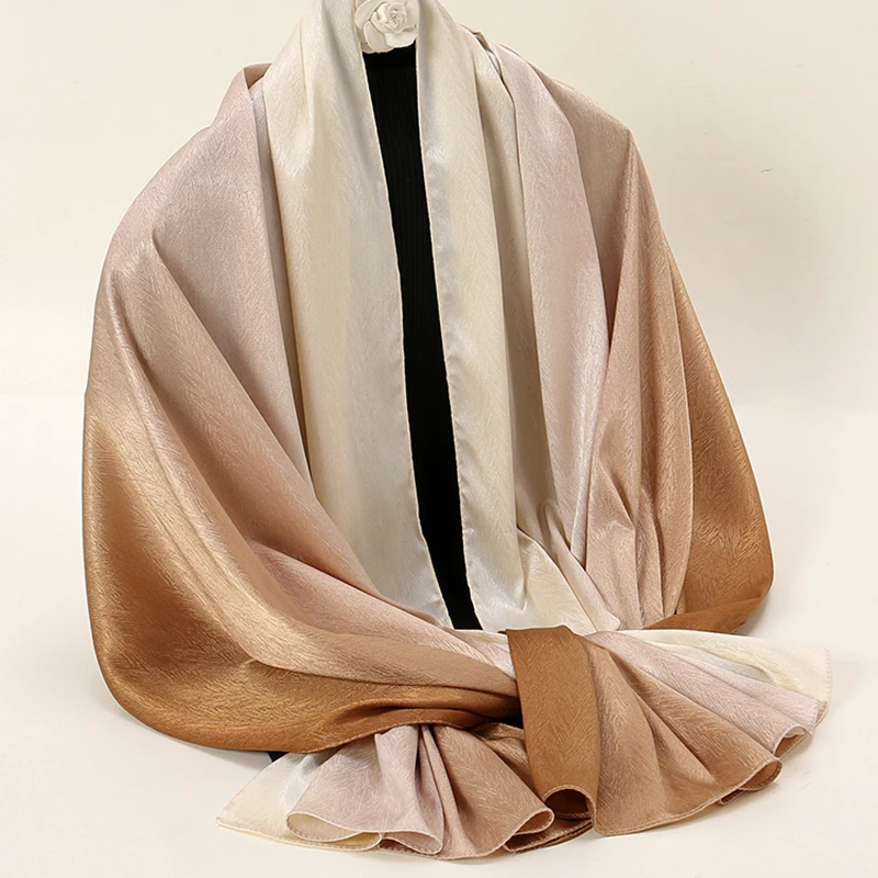 Lenço feminino Hijab de poliéster gradiente, lenço muçulmano, xales longos, estolas envoltório, elegante, quente, atacado de fábrica