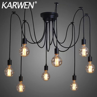 Nordic Spider Industrial Pendant Lamp E27 Loft Edison Industrial AC 85-265V Hanging lamp Length 120cm 150cm 200cm Pendant Lights