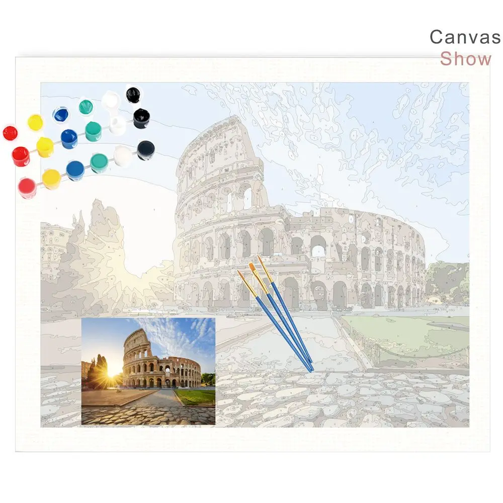 PhotoCustom Dipinti ad olio fai-da-te Dipinti con i numeri Paesaggio di città Immagine Disegno con i numeri Tela da colorare con i numeri Dolore acrilico